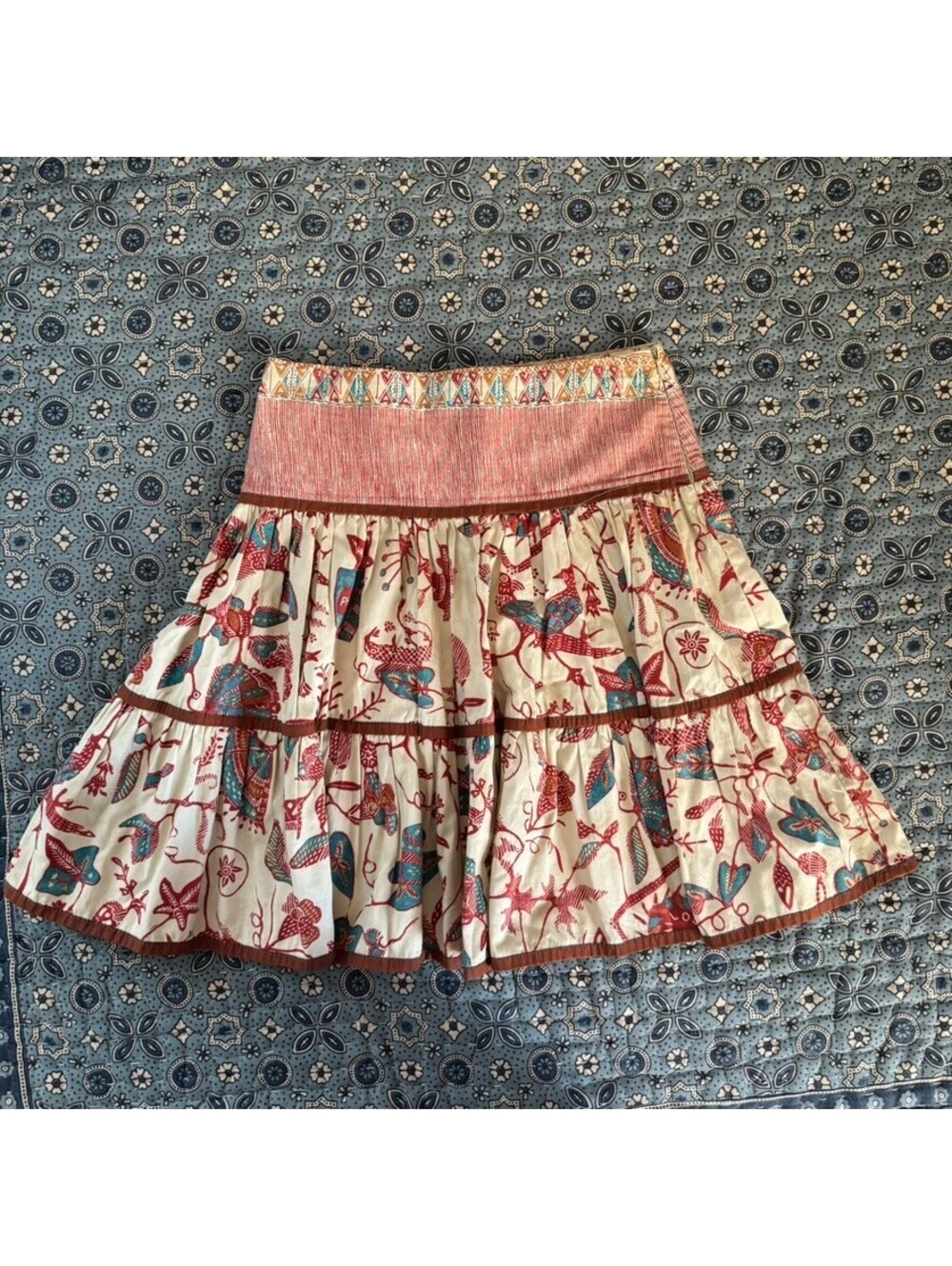 Philosophy boho bird and floral print mini skirt size 1